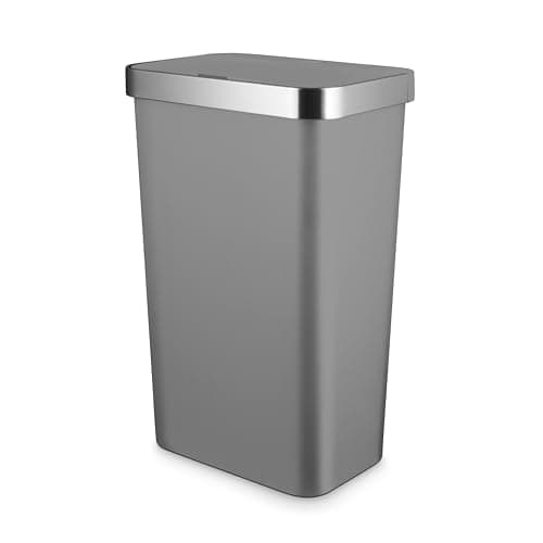 Image of Tower Rectangular ABS Sensor Bin with Bin Liner Retainer Ring, 50L, Grey