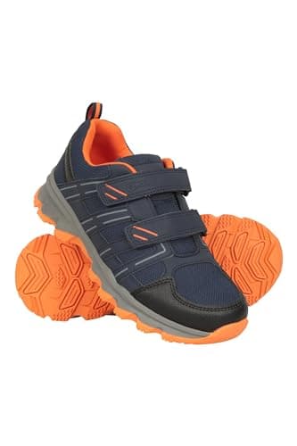 Image of Mountain Warehouse Cannonball Kids Walking Shoes – Lightweight & Soft Suede & Textile Sneakers with Ankle Support – for Spring Summer Travelling & Camping Dark Blue Kids Shoe Size 13