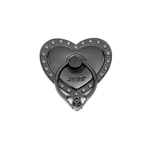 Image of Rohans RK TECH Phone Ring Bracket holder, Love Heart Diamond Shape Finger Grip Stand Holder Ring Car Mount Phone Ring Grip Smartphone Ring stent Tablet Rose Gold (Heart Black)