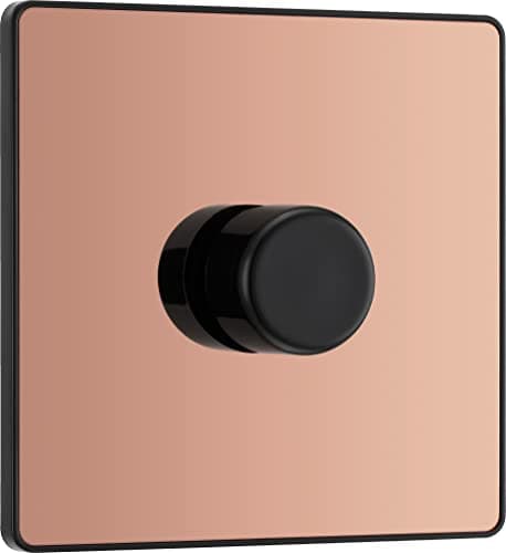 Image of BG Electrical Intelligent Single Wall Dimmer Switch, 2 Way, Screwless Front Plate, Evolve, Polished Copper, 200W, PCDCP81B