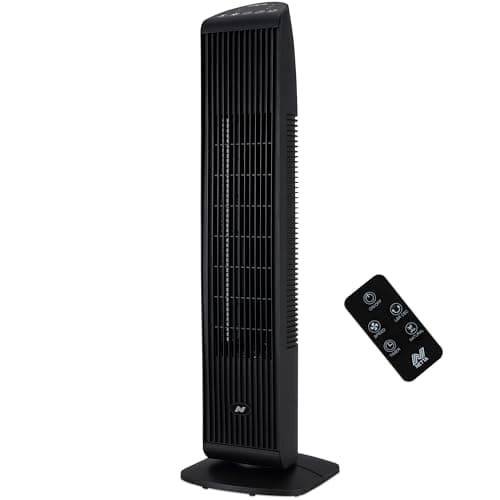 Image of NETTA 30 Inch Tower Fan with Remote Control - Quiet Bladeless Oscillating Fan - 3 Speed Settings, 7-Hour Timer & 65° Oscillation - Electric Fan for Bedroom, Kitchen, Home & Office - Black