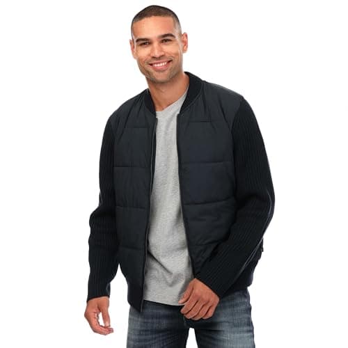 Image of Ted Baker Men's Spores Quilted Front Knit Back Navy Blue Jacket Outerwear Coat, Blue, XX-Large