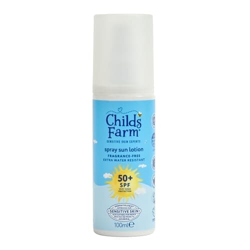 Image of Childs Farm Kids & Baby Sun Lotion Spray SPF 50+ | UVA & UVB Very High Protection | Extra Water Resistant | Fragrance Free | Suitable for Dry, Sensitive Skin, 100ml