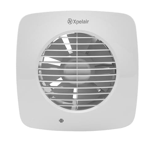 Image of Xpelair DX150PS 6" / 150mm Kitchen Extractor Fan with Pullcord for Wall and Ceiling fitting with Square Grille-Front, IPX4 Rated, White