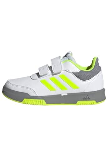 Image of adidas Unisex Kids Tensaur Hook and Loop Shoes, Cloud White/Lucid Lemon/Grey Three, 4.5 UK