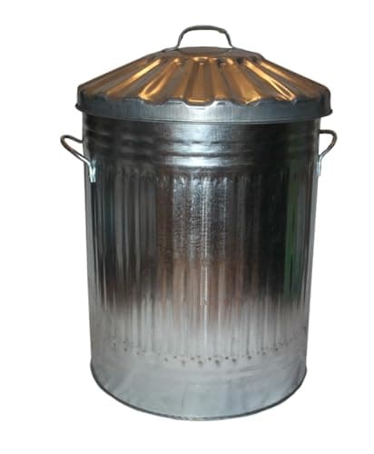Image of OptiProducts® Metal Bins Small Medium Large Extra Large 15L 50L 60L 90L 110L Litre Metal Galvanised Home Garden Bin Leaves Paper Wood Rubbish Dustbin Made Storage Unit in U. K. (60 Liter)