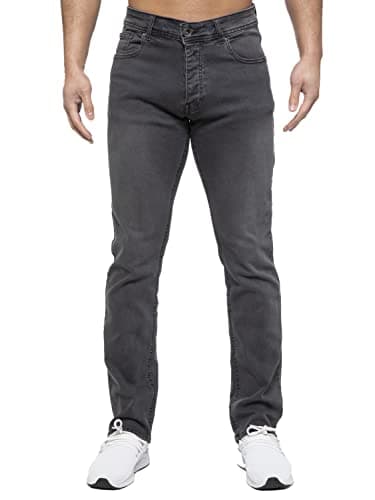 Image of 989Zé ENZO Mens Stretch Straight Leg Regular Fit Classic Denim Jeans All Waist Sizes EZ359 Grey 38W / 30L