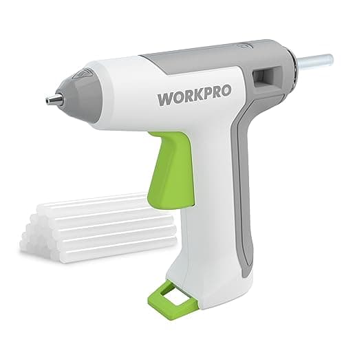 Image of WORKPRO Cordless Glue Gun 3.6 V with 20 pcs Glue Sticks (7x100 mm), Fast Preheating Hot Glue Gun with 2500 mAh Lithium-ion Battery, Crafting with Indicator Light, White