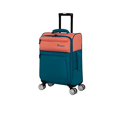 Image of it luggage Duo-Tone 22 Inch Softside Carry-on 8 Wheel Spinner, Peach/Sea Teal, 22, 22" Two Tone Carry-on Cabin Luggage 8 Rolls