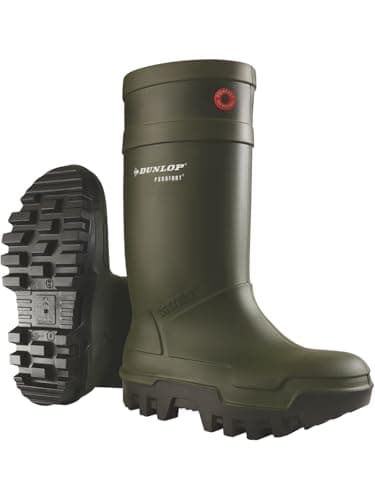Image of Dunlop Protective Footwear Dunlop Purofort Thermo+, Unisex Adults’ SRC Safety Boots, Green (Green Green), 11 (46 EU))), Black Green Red