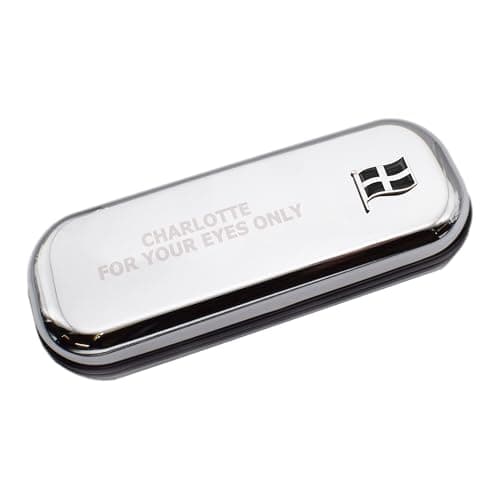 Image of Personalised Chromed Glasses Case with Cornwall County England Wave Flag Design, 15.5 x 5.4 x 3.4 cm