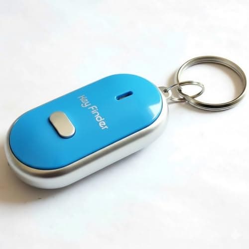 Image of Key Finder Locator with Sound & LED Flashlight, Whistle Voice-Activated Anti-Lost Keychain Locator for Lost Keys, Wallet, Phone, Pet Collar, Smart Beeping Item Finder Gift (Blue)