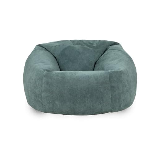 Image of rucomfy Beanbags Classic Adult Bean Bag Chair, Plush and Delicate Velora Fabric, Pre-Filled Triple Stitched with Safety Zips, Cosy Seat for Reading, Gaming or Lounging - Seafoam Blue