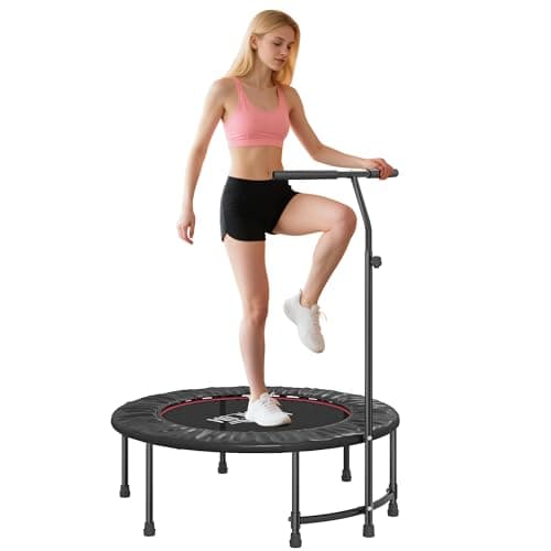 Image of HOMCOM 40" Fitness Trampoline, Mini Trampoline Bungee Rebounder with Adjustable Handle for Indoor Exercise Workout, Black