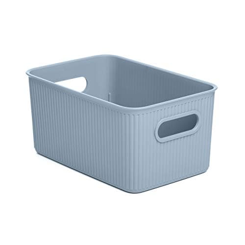 Image of TATAY Plastic Storage Basket 5 L Baobab | Organizer Box | Integrated Handles | Compact and Versatile Design | BPA-Free Plastic | 18,1x27,2x13 cm, Blue