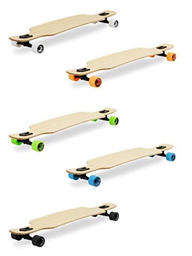 Image of Two Bare Feet 'The Parker' 42.5in Pintail Bamboo Series Premium Longboard (Blue wheels)