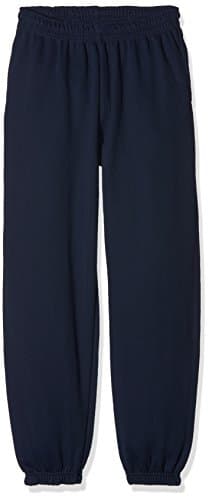 Image of Fruit of the Loom Unisex Kids Elasticated Cuff Classic Jog Pants Pack of 2, Deep Navy, 12-13 Years (Manufacturer Size:34)