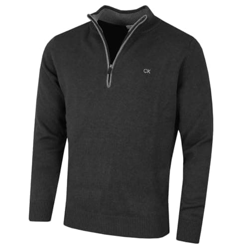 Image of Calvin Klein Golf Mens Cotton Sweater - Charcoal - M