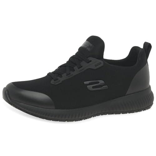 Image of Skechers Women's Squad Sr Work Shoes, Black Black Flat Knit Blk, 6 UK