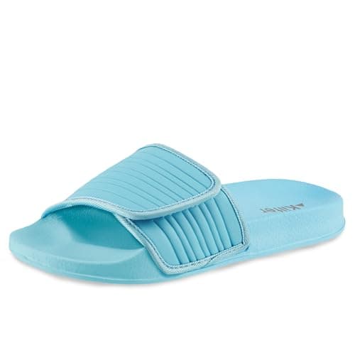 Image of Kilter Women's Nova Cushioned Slip-On Summer Slider Sandal with Adjustable Strap - Soft Blue - 5 UK