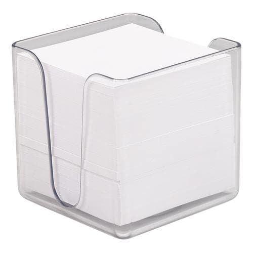 Image of Finchley 5 Star Office Noteholder Cube Transparent with Approx. 750 Sheets of Plain Paper 90x90mm White+ free refil pen (2)