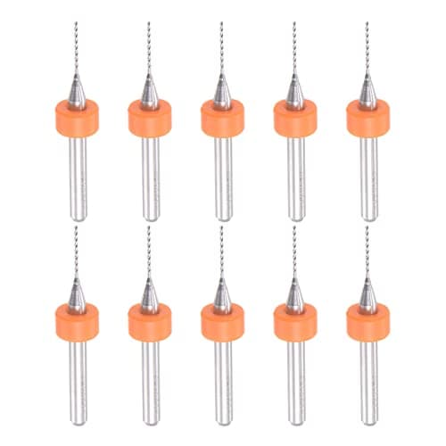 Image of sourcing map Micro PCB Drill Bit Set, 1/8" Shank 0.6mm Solid Tungsten Carbide CNC Engraving Print Circuit Board Drill Bits Rotary Tool 10pcs