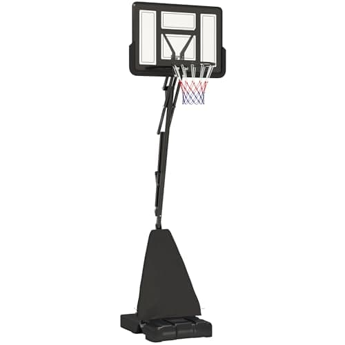 Image of SPORTNOW Basketball Hoop Outdoor, Height Adjustable Basketball Hoop and Stand with Rebound System, Weighted Base, Portable on Wheels, 2.45-3.05m, for Teens, Juniors, Adults, Black