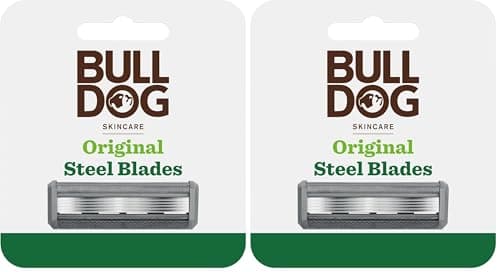 Image of Bulldog Skincare Original Men's Razor Refills, With 5 Tempered Steel Blades on Each of the Four Refill Blades, Works With All Bulldog Reusable Razor Handles, 8 Pack
