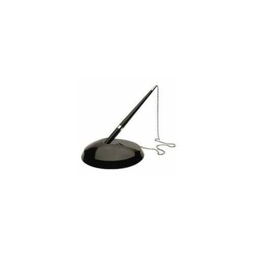 Image of 2x Reception Pen Desk Set On Chain With Stand- Black Counter Pen + Free Refills