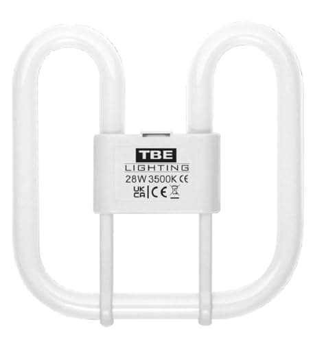 Image of TBE LIGHTING 28w 2D 4-PIN CFL Energy Saving Lamps - DD Fluorescent Bulbs - 4-Pin GR10q Base Fittings - Long Life Lamp, Soft White 3500K (Single Unit)