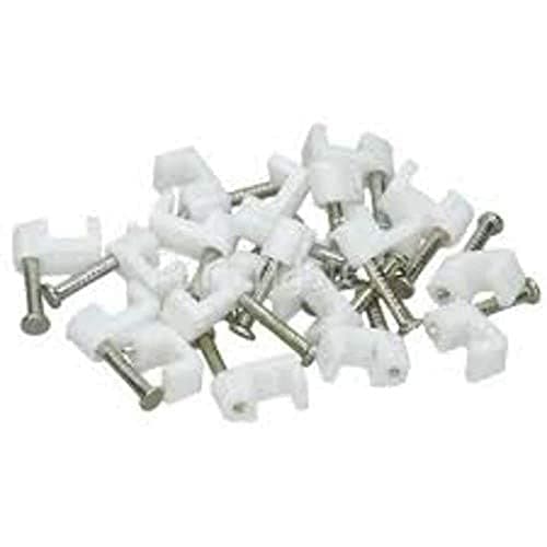 Image of Merriway BH03594 (100 Pcs) Flat Cable Clip Twin And Earth, White 1 mm - Pack of 100 Pieces