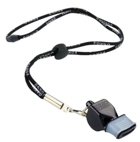 Image of Fox 40 Classic CMG Official Whistle with Break Away Lanyard (Black)