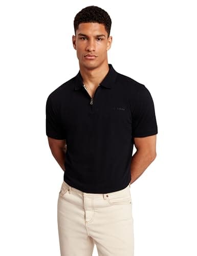 Image of Ted Baker London cyrilec-Branded Honeycomb Trim ss Polo, Navy