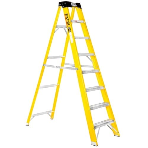 Image of Excel Electricians Fibreglass StepLadder 8 Tread 1.91m Heavy Duty EN131 - Heavy Duty 8 Treads, foldable, folding, lightweight, fibreglass