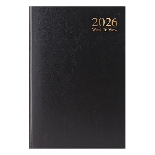 Image of ZOPPER A4 2026 Week to View Diary Black Hardback Weekly Planner with Ribbon Marker Office, Business & Personal Use Durable Hardcover Appointment Book