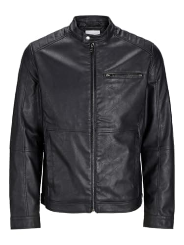 Image of JACK & JONES Men's Jjedylan Pu Biker Jacket Noos Biker Jacket, black, L