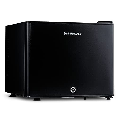 Image of Subcold Aire20 LED Mini Fridge | 20L Small Table Top Model | Quiet Frost Free Fridge for Bedrooms & Hotels | Lockable with Solid door & interior LED light (Black)
