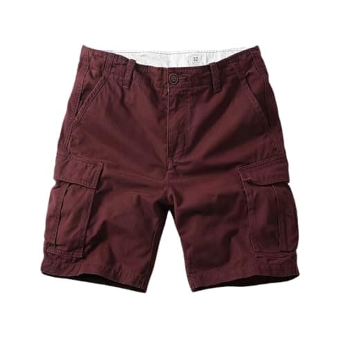 Image of Men's Cargo Shorts Breathable Lightweight Utility Workwear -Pocket Ripstop for Hiking Travel Daily Outdoor Casual Summer Performance Comfort Stretch Quick-Dry (Red, L)