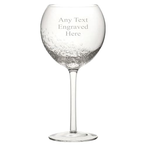Image of 1stclassgifts [Custom] Personalised Engraved Large Gin Glass with Bubbles 19.75oz Christmas Birthday Gift Any Text Engraved.