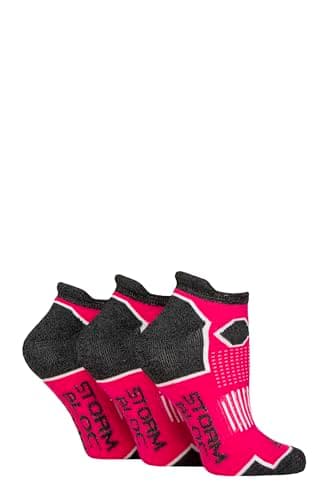 Image of Storm Bloc Women's 3 Pair Cushioned Trainer Socks – Breathable, Moisture-Wicking Low-Cut Sports Socks for Gym, Running or Walking – Soft Fit, Arch Support, Size 4-8 Fluorescent Pink