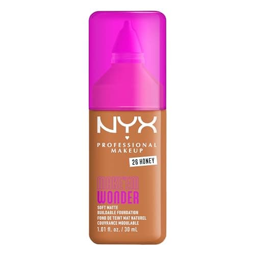 Image of NYX Professional Makeup Make 'EM Wonder, Up to 24 Hour Soft Matte Foundation, Undetectable Finish, Waterproof, Sweat and Transfer Resistant, Shade: 26 Honey