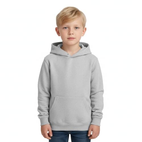 Image of RUBAB Kids Pullover Hoodie – Boys & Girls Hooded Sweatshirt, Soft Fleece Warm Jumper, Casual School Wear Top, Ages 5–14 Years (7 Years, 8 Years, Grey)