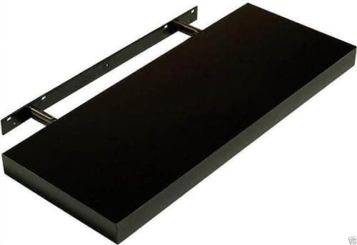 Image of Homme Concept – 60cm High Gloss Floating Shelves, Black Wall Shelf with Invisible bracket, Display Shelves for Books, Photos, Ideal Home Decor Accessories for Bedroom, Living Room, Office, Kitchen.
