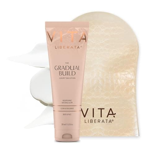Image of VITA LIBERATA, Fabulous Gradual Tanning Lotion 200ml & Dual Sided Self Tanner Mitt, Super Hydrating Hyaluronic Acid, Designed for Face & Body, Buildable Formula, Streak Free, Lasting Finish