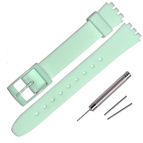 Image of Rihahisy 12mm Silicone Rubber Watch Strap/Watch Band Replacement for Swatch (Mintgreen)