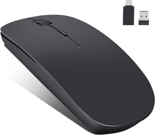 Image of Generic Ultra Slim 2.4 GHz Wireless Mouse, USB Laptop PC Cordless Mouse, Small, Black, 4 Button, Optical, Adjustable 1600 DPI, 10m Range, Noiseless Click, Compatible for PC Laptop Computer