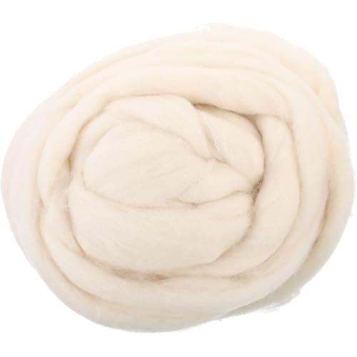 Image of ULTNICE Natural Wool Roving Strips 7.2 Oz Soft Fiber for Needle Felting Spinning DIY Crafts 9.5X7.9X2.8 Inch Wool Felt Material for Art Projects