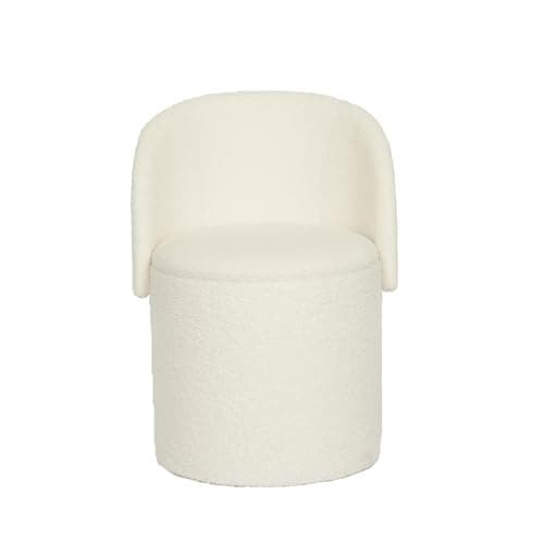 Image of GC GAVENO CAVAILIA Boucle Round Stool Ottoman Storage Box | Vanity Stool With Storage Hidden Removable Lid, Ottoman Folding Stool Foot Rest Bench Seat Chair For Living Room, Bedroom, Off White