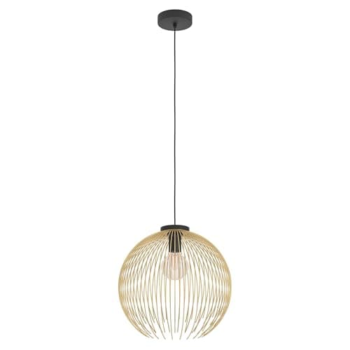 Image of Eglo Pendant Lighting Venezuela, Hanging lamp Above Dining Table, Round Dining Room Ceiling Light Fixture, Metal in Black and Gold, E27 Socket, Ø 40 cm