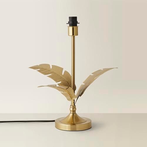 Image of ValueLights | Christina Gold Palm Leaf Detail Single Stem Table Lamp Base | Table Lamps, Home Décor & Improvement Essential